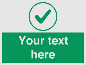 Custom green background, green tick in circle sign